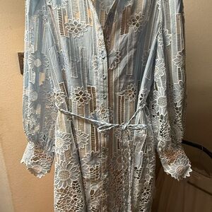 Elliatt Blue Floral Lace Long Sleeve Dress